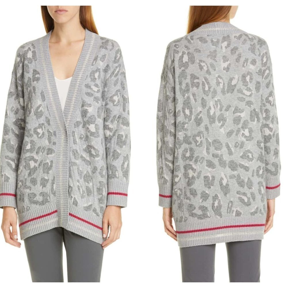 NEW Fabiana Filippi Italy XL Animal Knit Cardigan Sweater Virgin Wool Mohair